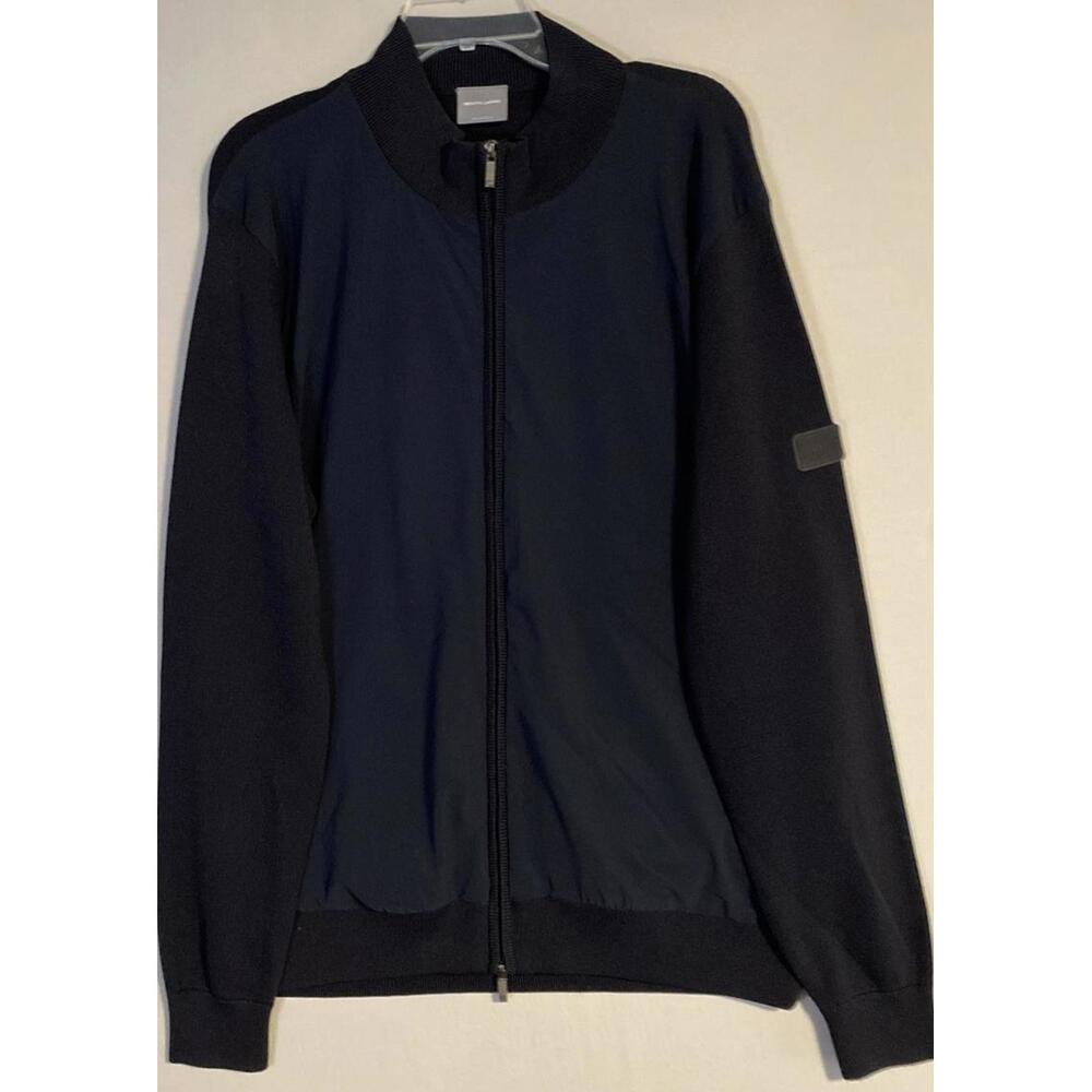 GENTILUOMO SILVERLINE FULL ZIP CARDIGAN SWEATER JACKET Navy Blue Size XL